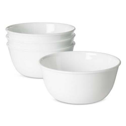 Corelle Livingware 28oz 4pk Vitrelle Dining Bowls White (missing 1)