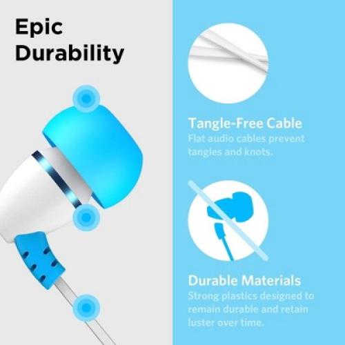 LiLGadgets BestBuds Kids Earbuds for School - Safe & Comfortable, Volume Limited, Wired in-Ear Kids Ear Buds - Blue