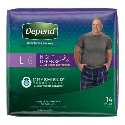 Depend Night Defense Incontinence Underwear for Men - Overnight - Large - 14ct