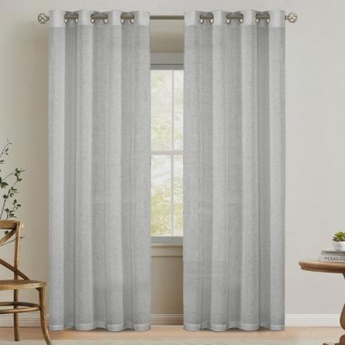 H.Versailtex Linen Curtains Nickel Grommet Energy Saving Light Filtering Semi Sheer Curtain TERRACOTTA 52W x 96L