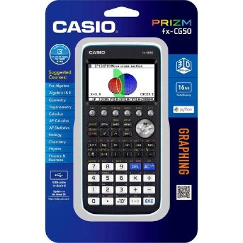 Color Black Casio High-Resolution 3D Color Graphing Calculator - Black (FX-CG50)