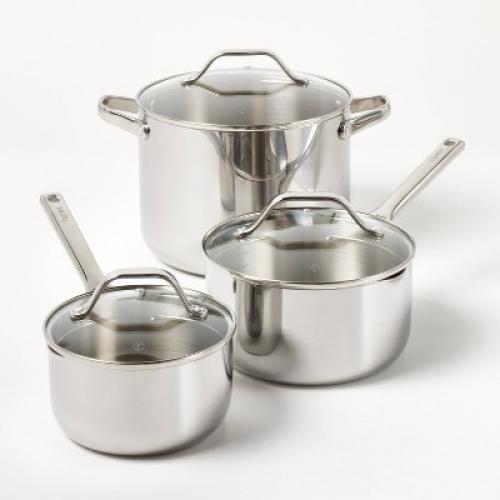 Stainless Steel Cookware Set with Pan Protectors Silver - Figmint™ HAS MISSING ACCESSORIES/PIECES