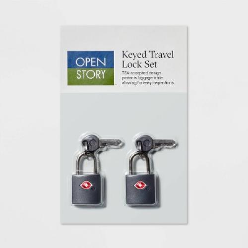 2pk Key Luggage Lock Gray - Open Story™: Solid Metal Travel Accessories