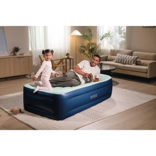 Intex Elevated 18 Pillow Rest Twin Air Mattress with Internal Pump - Off-White/Blue