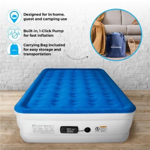 SoundAsleep Dream Series Air Mattress with ComfortCoil Technology & Internal High Capacity Pump -  Queen - Blue