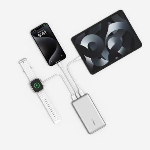 Color silver Belkin 10000mAh Power Bank 15W USB-A   USB-C - Silver