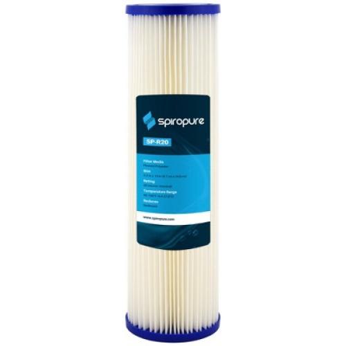 SpiroPure SP-R20 10 x 2.5 Inch Non-Woven Pleated Polyester Sediment Water Filter Cartridge for Safe and Clean Drinking Water, 20 Micron (24 Pack)