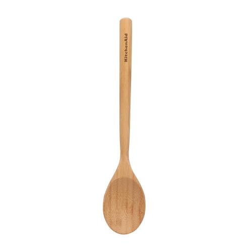 3 Pack KitchenAid Bamboo Solid Spoon: Light Brown Wooden Cooking & Mixing Spoon, 12.8 Length, Hand Wash