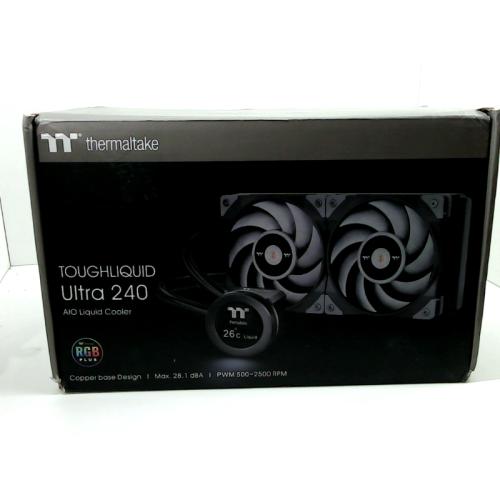 Thermaltake TOUGHLIQUID Ultra 240 AIO Liquid Cooler AMD(AM5/AM4) Intel(LGA 1700/1200) 2.1 Inch Rotational LCD Display 2500RPM Radiator Fan TT RGB Plus/Alexa/Razer Chroma Enabled CL-W322-PL12GM-B,Black Black 240mm Ultra
