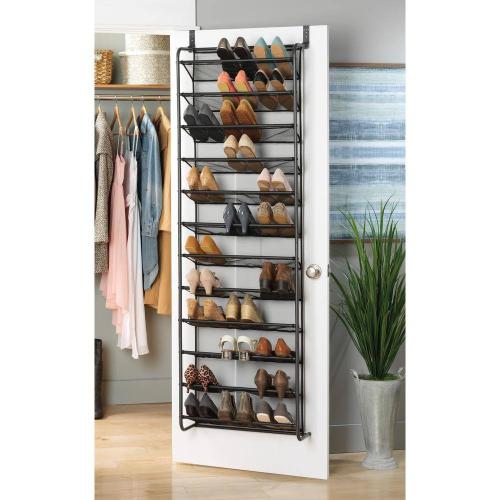 69 in. H 36-Pair Black Shoe Rack