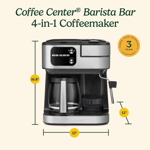 Coffee Center Barista Bar 12 Cup Stainless Steel 4 in 1 Coffee Maker
