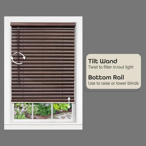 GII Luna Mahogany Cordless Light Filtering Venetian Blind with 2 in. Slats 32 in. W x 64 in. L