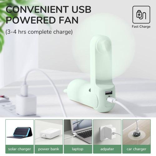 Size 5 in. Color Green Personal Fan in Green with 4500mAh Battery