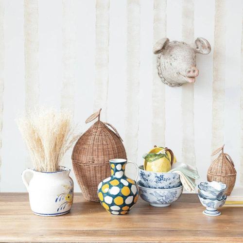 10 in. 105 fl. oz. Blue & White Aviary Garden Stoneware Stoneware Serving Bowl