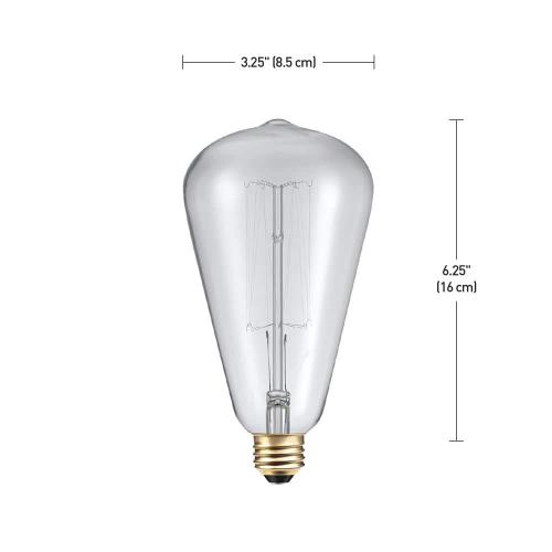 60 Watt S-Shape Dimmable Cage Filament Vintage Edison Incandescent Light Bulb, Warm Candle Light
