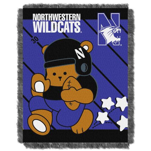 Officially Licensed NCAA Northwestern Wildcats Fullback Jacquard Baby Throw Blanket 36 x 46 Multi Color