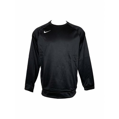Nike Men’s Dri-Fit Crew Neck Sweatshirt Performance Long-Sleeve Sweatshirts (Large Black/White)