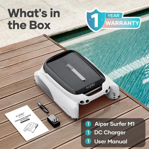 Surfer M1 Solar Powered Automatic Robotic Pool Skimmer Cleaner in White