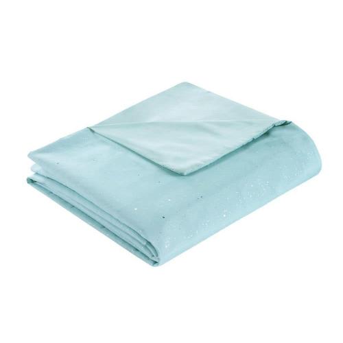 Sparkle 4-Piece Aqua Full/Queen Metallic Glitter Printed Microfiber Reversible Duvet Cover Set