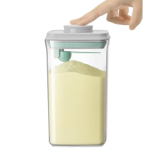 Pop Containers with Lids Airtight Food Storage Containers Pop Up Containers Stackable Container Set with Labels BPA-Free for Cereal Snack Flour Sugar Coffee Pasta (Square 2000ML)