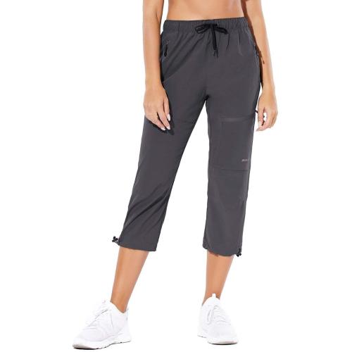 BALEAF Women's Hiking Cargo Capri Pants Outdoor Lightweight Water Resistant UPF 50 Zipper Pockets