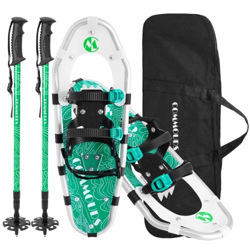 COMMOUDS Lightweight Snow Shoes for Men Women Youth Kids Fully Adjustable Bindings 14/21/25/30 Inches Aluminum Alloy Terrain Snowshoes with Trekking Poles and Carrying Bag