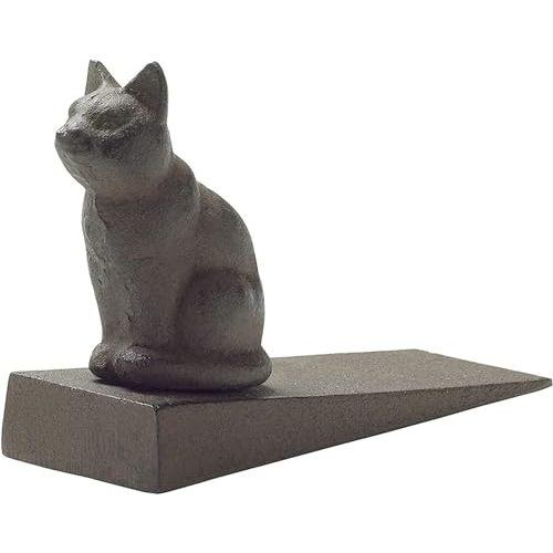 Vintage Cast Iron Cat Door Stop Wedge by Comfify | Lovely Decorative Finish Padded Anti-Scratch Felt Bottom Protects Floors | Keep Your Doors Open| in Rust Brown