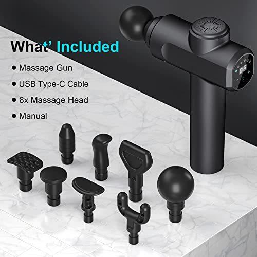 Kelices Massage Gun Deep Tissue Percussion Handheld Body Back Muscle Massager with 8 Massage Heads and LCD Touch Screen for Athletes