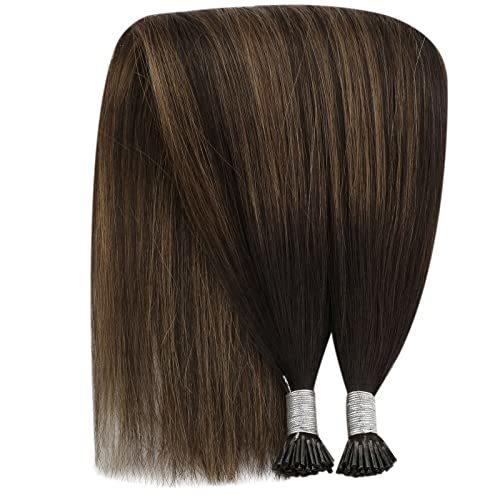 YoungSee Itip Human Hair Extensions Brown I Tip Hair Extensions Brown Balayage Dark Brown Tip Hair Extension Real Human Hair 22Inch Ombre Natural Hair Extension Human Hair Add Hair Length 50g 50s