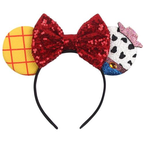 Foeran Mouse Ears Headbands Sequin Mouse Ears Headband with Bow for Kids Adults Women Accessories for Birthday Party Cosplay Costume(cow yellow)