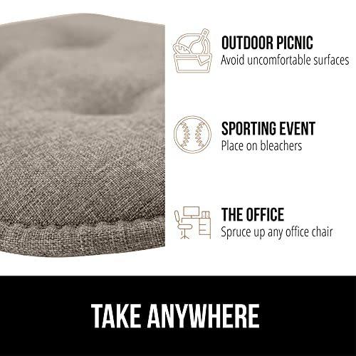 Gorilla Grip Tufted Chair Cushions Memory Foam Pads for Dining Room Kitchen Table Office Desk Rocking Chairs Stay in Place Backing Comfortable Seat Cover Pad Cushion Set of 2 16x17 Beige