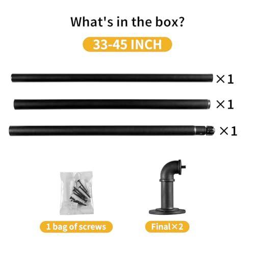 Rustic Curtain Rod Industrial Curtain Rods for Windows 48 to 84 Inches Blackout Wrap Around Curtain Rod for Indoor and Outdoor Simple Modern Design 48 to 86 Inches Black