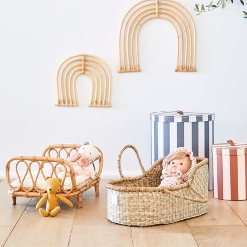 BEBE BASK Premium Baby Doll Bassinet - Handcrafted & Award-Winning Seagrass Moses Basket - Doll Carrier with Luxe Mattress