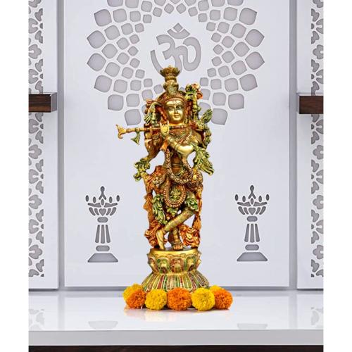 eSplanade Brass Radha Krishna Kishan Murti Idol Statue Sculpture | Pooja Idols | Home Decor (18 Inch)