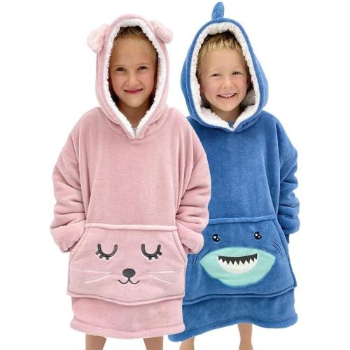 Wearable Blanket Kids 3-10yr, Fun Animal Kids Blanket Hoodie, Kids Comfy Hoodie Blanket, Hooded Blanket Kids Girl Boy Toddler Pink Bunny