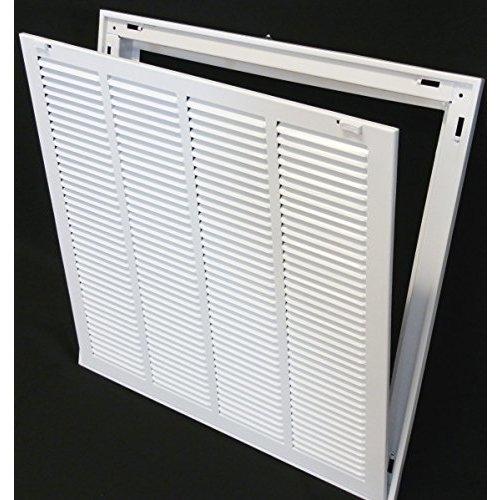 24 X 14 Return Air Filter Grille - Filter Included - Easy Plastic Tabs for Removable Face/Door - HVAC VENT DUCT COVER - White [Outer Dimensions: 26 5/8w X 16 5/8h]
