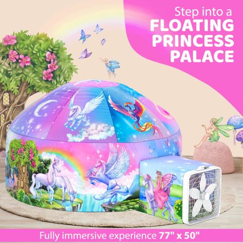 W&O Enchanted Aerodome with LED Lights - Inflatable Princess Castle for Kids Aged 3-12 Inflates in Seconds Creating an Immersive Fairytale Experience (Fan Not Included)