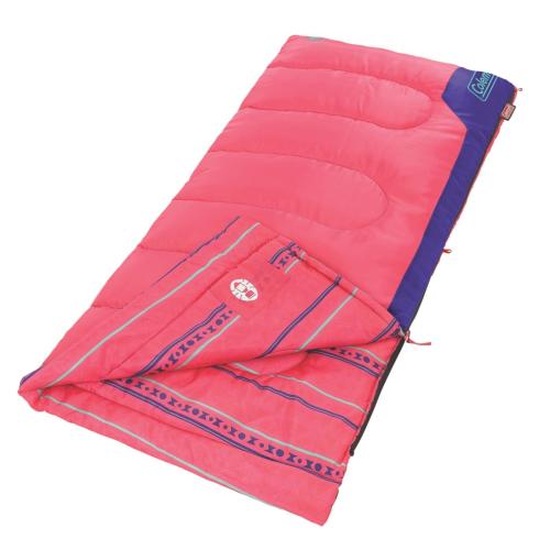 Coleman Kids 50°F Sleeping Bag for Children up to 5ft Tall Glow in the Dark Design Machine Washable