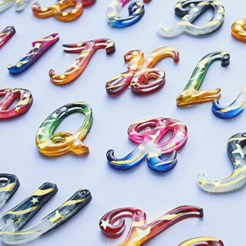 LET'S RESIN Large Alphabet Mold with Hole Reversed Alphabet Letter Resin Molds Silicone with 30 Jump Rings 30 Key Rings Epoxy Molds for Keychain Making(15.3X8.9)