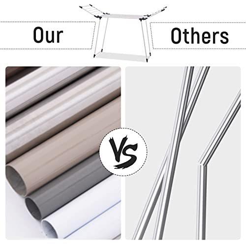 YUBELLES Clothes Drying Rack Gullwing Laundry Rack Collapsible Space-Saving Laundry Rack with Sock Clips for Clothes Towels Linens Indoor/Outdoor