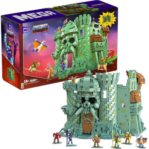 Mega Masters of The Universe Building Set Castle Grayskull with 3508 Pieces 6 Poseable Micro Action Figures 13+ Inches Tall for Adult Collectors
