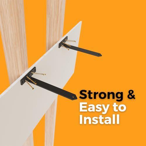 Hungsmart 4 x L Shelf Brackets (8.5 D x 5 W x 1 1/4 H) Heavy Duty Floating Shelves Bracket - Floating Shelves Hardware with Multiple fixings for Secure Wall Mounting- Black (Triangle End)