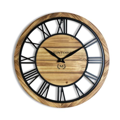 24 Inch Farmhouse Wall Clock Large - Giant Extra Large Wall Clock for Living Room Decor - Large Wall Clock 24 Inches or Larger Big Round Wall Clock with Decorative Roman Numerals Battery Operated