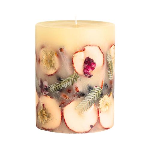 Rosy Rings Medium Round Botanical Candle - Spicy Apple 6.5 Burn Time 200 Hours Notes of Cardamom Cinnamon Clove Long Lasting Candles Aromatherapy Luxurious Fragrance Elegant Home Decor Gifts