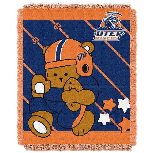 Officially Licensed NCAA Texas El Paso Miners Fullback Jacquard Baby Throw Blanket 36 x 46 Multi Color
