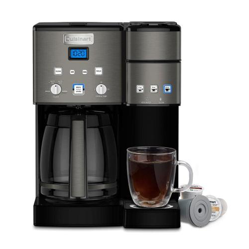 12-Cup, Black Stainless Coffee Center 2 in. 1-Coffee Maker