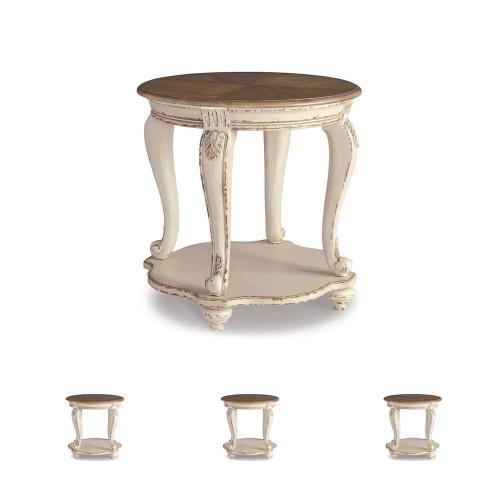 Realyn 26 in. 2-Toned Round Wood End Table (NO TEST)