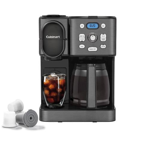 12-Cup, Black Stainless Coffee Center 2 in. 1-Coffee Maker