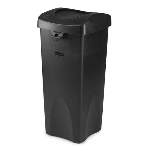 Untouchable 23 Gal. Black Square Trash Can Swing Top Lid