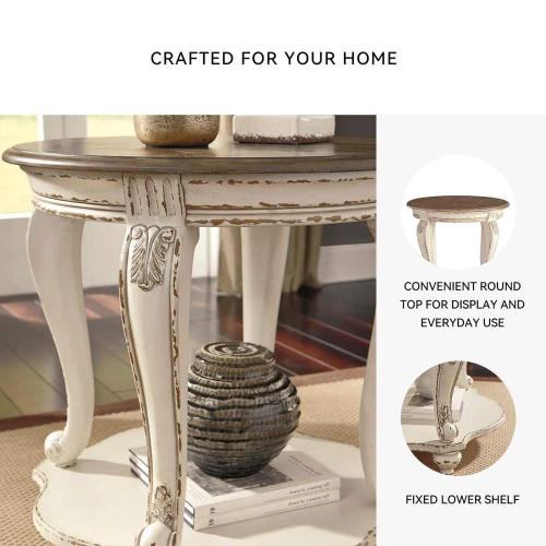Realyn 26 in. 2-Toned Round Wood End Table (NO TEST)